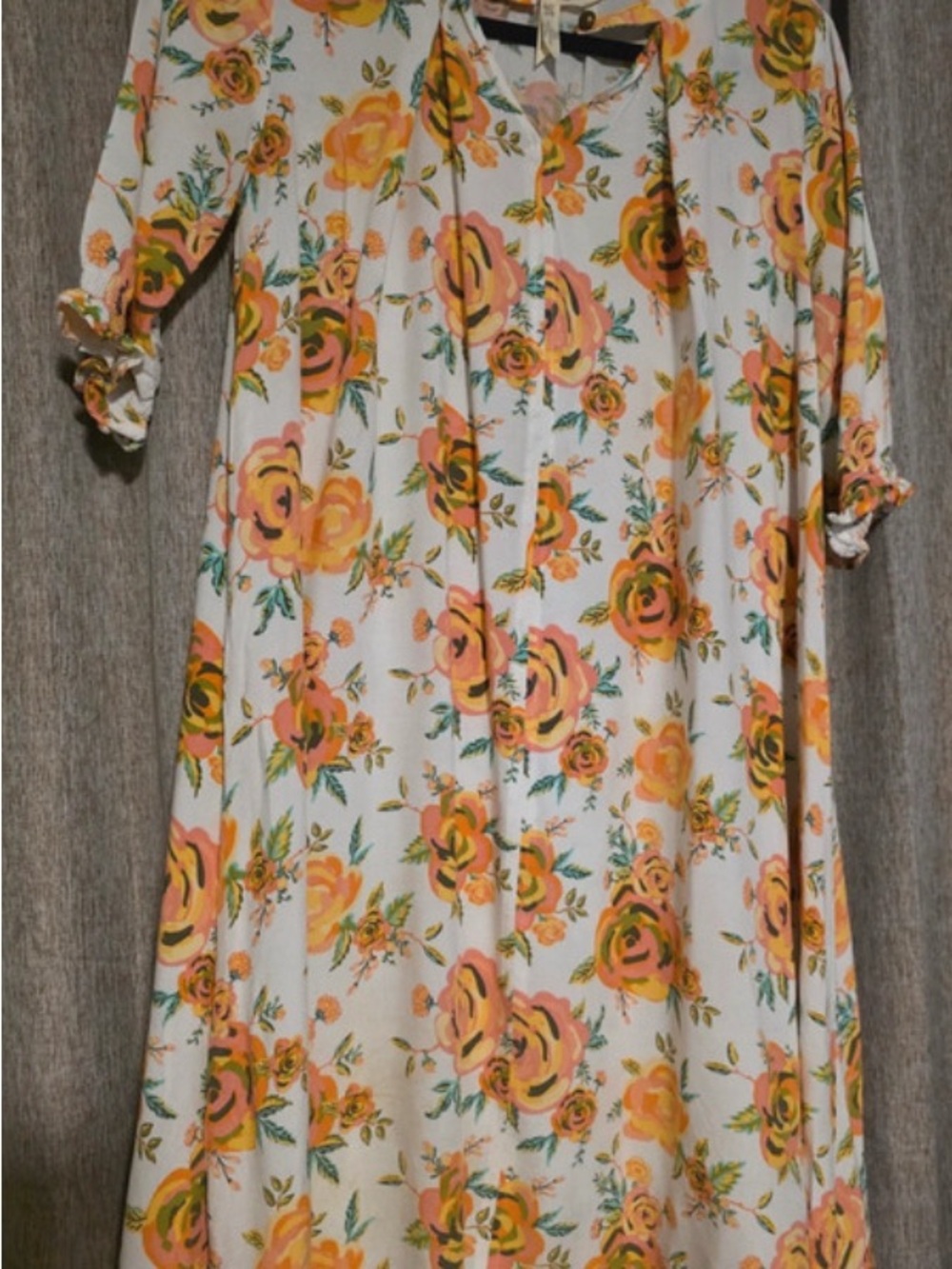 WomenFloral Tie-Neck Dress in Yellow Peach
